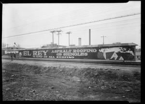 Sign outside of plant, Los Angeles Paper Manufacturing Co., Southern California, 1930