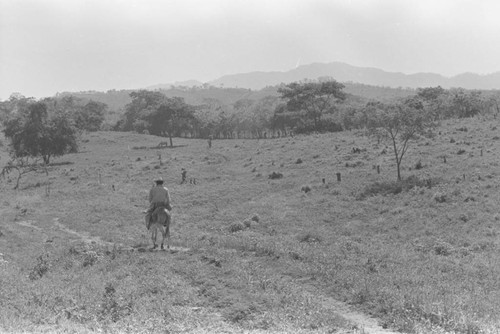 Man riding a mule, San Basilio de Palenque, 1976