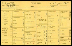 WPA household census for 1601 PARK AVE, Los Angeles