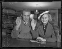 Lester Rollo Stoefen and Ruth Henrietta Moody apply for their marriage license, Los Angeles, 1936
