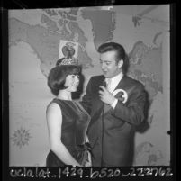 Bobby Darin, Ambassador for American Heart Association, crowning Marcy Milan as Heart Fund Queen for Los Angeles County, 1964