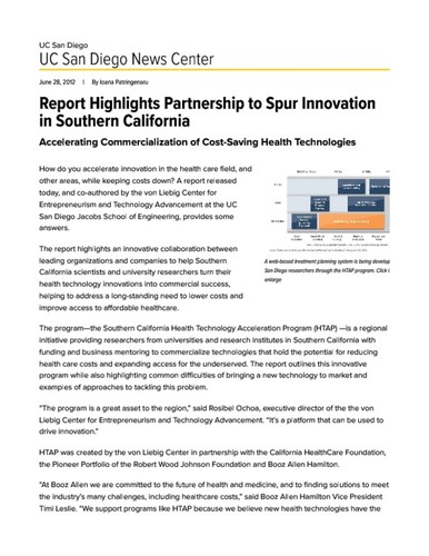 Report Highlights Partnership to Spur Innovation in Southern California