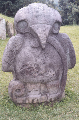 Stone statue of an eagle with a snake, San Agustín, Colombia, 1975