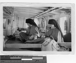 Maryknoll Sisters enroute to a mission in China, 1950