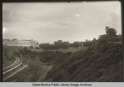 Looking toward Santa Monica Canyon and the Roy Jones home on Adelaide Drive from Pacific Palisades