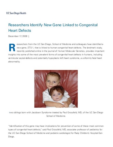 Researchers Identify New Gene Linked to Congenital Heart Defects