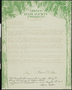 Pherne Miller, letter, 1933-08-29, to Hamlin Garland