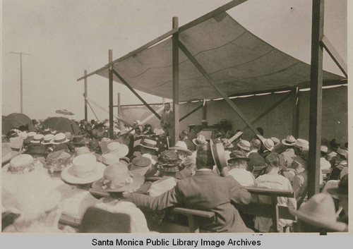 Formal dedication of the Chautauqua in Temescal Canyon with the crowd gathered at the main amphitheater for a dedication speech on August 6,1922