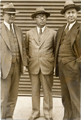 [Three officials of the Matson Navigation Company during the stevedore strike of 1933]