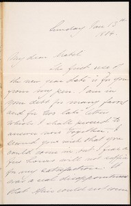 Susan F. Wright (née Silliman), letter, 1884 Jan. 13, to Mabel M. Kelly (née Silliman)