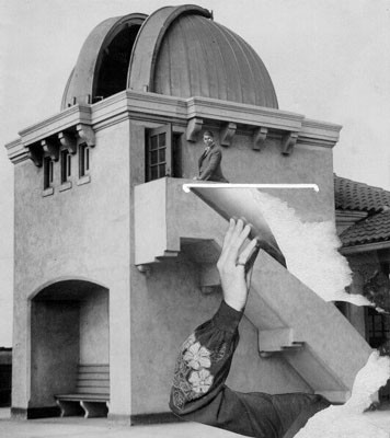[Unidentified man standing on the steps of the Galileo High School observatory]