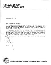 Letter re: September 13, 1989 meeting and August Commission meeting