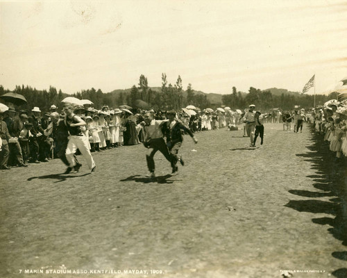 Three-legged race, Kentfield May Day Celebration, 1909 [photograph]