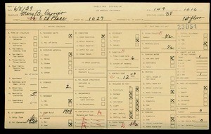 WPA household census for 1027 W 8TH, Los Angeles
