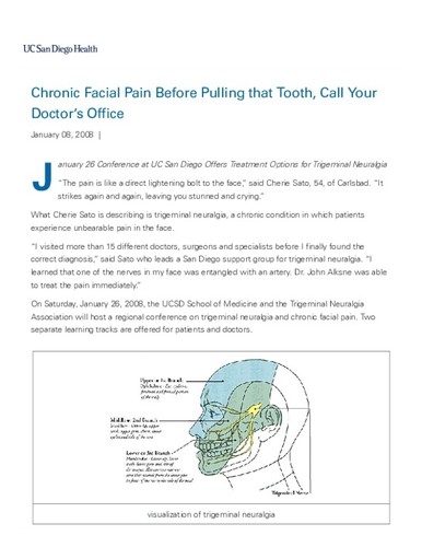 Chronic Facial Pain-Before Pulling that Tooth, Call Your Doctor's Office