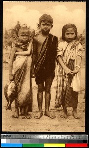 Children with fish, India, ca.1920-1940
