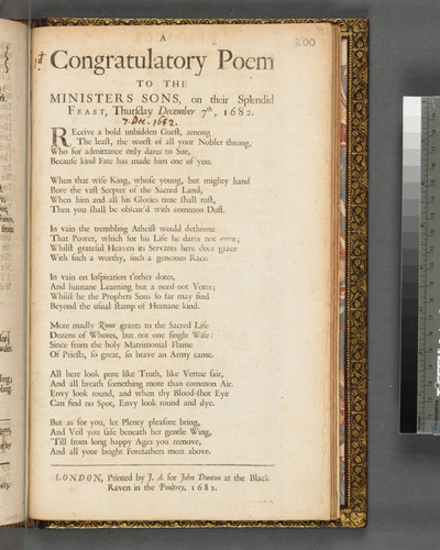 A congratulatory poem to the ministers sons, on their splendid feast, Thursday December 7th, 1682