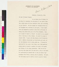 Letter from Benjamin S. Wheeler to John Galen Howard