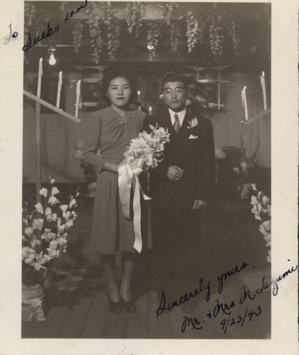 To Sueko san, sincerely yours, Mr. and Mrs. M. Tayumi, 09-25-43