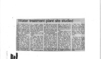 Water treatment plant site studied