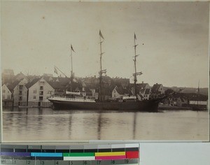 The Mission ship "Paulus" at "Kranen", Stavanger harbor, Norway, ca.1885
