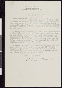 Clara Barrus, letter, 1916-12-22, to Hamlin Garland