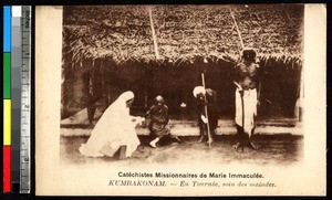 Missionary caring for the sick, Kumbakonam, India, ca.1920-1940