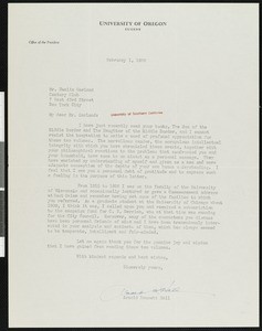 Arnold Bennett Hall, letter, 1932-02-01, to Hamlin Garland