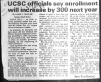 UCSC officials say enrollment will increase by 300 next year