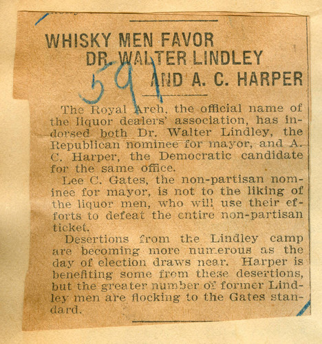 Whisky men favor Dr. Walter Lindley and A. C. Harper