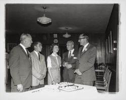 Open house at the Exchange Bank for Doyle Scholarship recipients, Santa Rosa, California, 1960