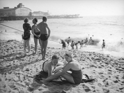 Swimmers at the beach in Venice