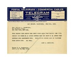 Telegram message from Jane C. Humphreys to Isidore B. Dockweiler, July 8, 1930