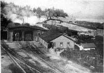 Northwestern Pacific Railroad yard in Sausalito showing both gauges, circa 1918