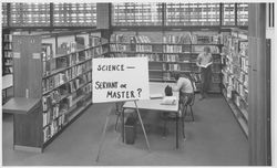Earth Day sign at the Santa Rosa-Sonoma County Free Public Library, Santa Rosa, California, April 22, 1970