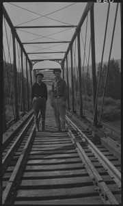 Two men on Railroad Bridge over the Russian River