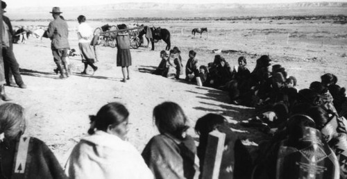 Navajo Indian women sitting in semi-circle