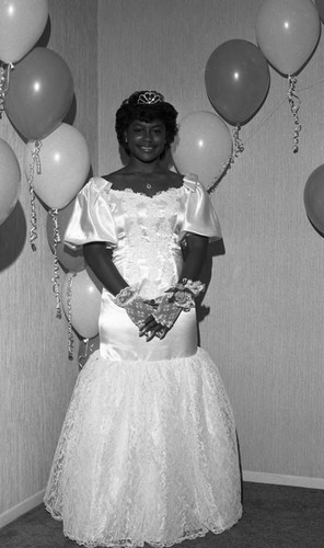 Kimya Phillips posing at her 16th birthday party, Los Angeles, 1987