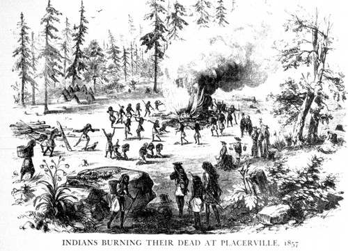 Illustration : Indians burning their dead at Placerville