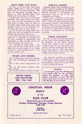 Canoga Elks 2190 Bulletin, January 1963