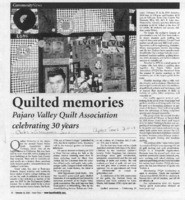 Quilted memories Pajaro Valley Quilt Association celebrating 30 years