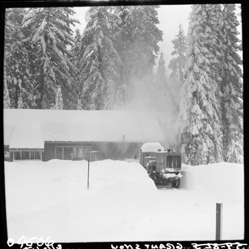 Winter Scenes, Grant Village in heavy snow. Record Heavy Snow. Buildings and Utilities. Vehicles and Equipment