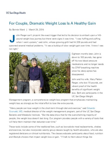 For Couple, Dramatic Weight Loss Is A Healthy Gain