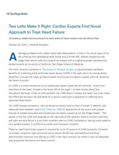 Two Lefts Make It Right: Cardiac Experts Find Novel Approach to Treat Heart Failure