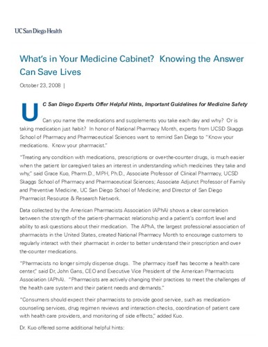 What’s in Your Medicine Cabinet? Knowing the Answer Can Save Lives