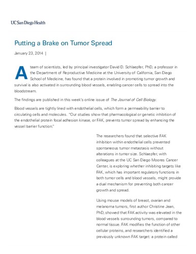 Putting a Brake on Tumor Spread