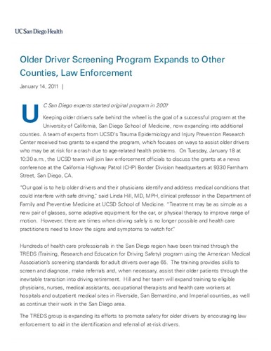 Older Driver Screening Program Expands to Other Counties, Law ...