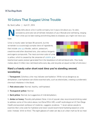 10 Colors That Suggest Urine Trouble