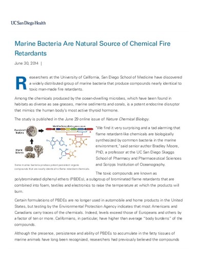 Marine Bacteria Are Natural Source of Chemical Fire Retardants