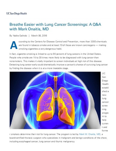 Breathe Easier with Lung Cancer Screenings: A Q&A with Mark Onaitis, MD